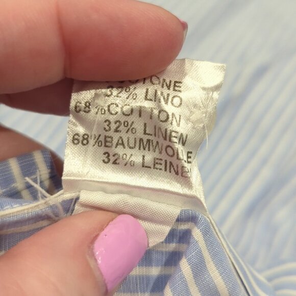 Pal Zileri Stripes blue & white shirt in cotton and linen blend - Picture 8 of 10